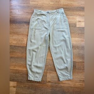 Zara Tan Linen Cropped Pants Size Medium